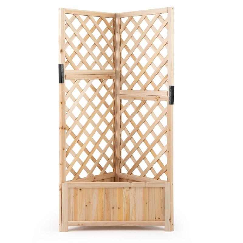 Helloshop26 - Bac de jardin jardinière surélevé avec treillis 55 x 55 x 140 cm système de drainage flexible design moderne en bois 20_0018948 - 30_0