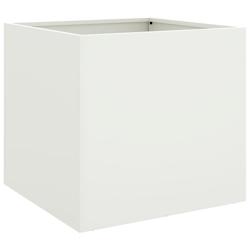 Helloshop26 - Jardinière bac lit surélevé plantes fleurs terrasse jardin 49 x 47 x 46 cm acier blanc 02_0037621 - 3000214265131_0