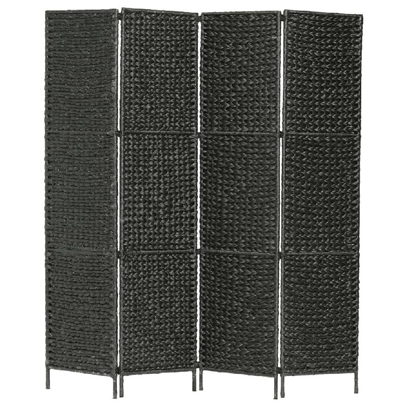 Helloshop26 - Paravent séparateur de pièce cloison de séparation décoration meuble 4 panneaux noir 154x160 cm jacinthe d'eau 0802077 - noir métal_0