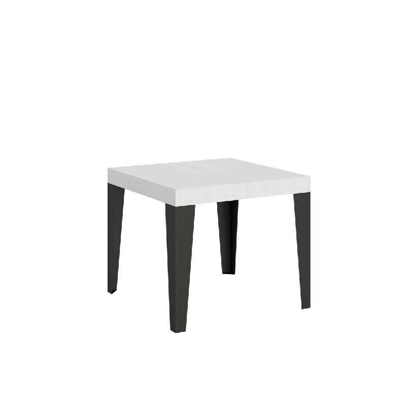 Itamoby Table extensible 90x90/246 cm Frêne Blanc Flamme Structure Anthracite - blanc VE900TAFLMALL-BF-AN_0