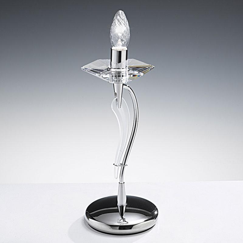 METALLUX LAMPE À POSER ICARO 1 LAMPE, VERRE CRISTAL, CHROMÉ