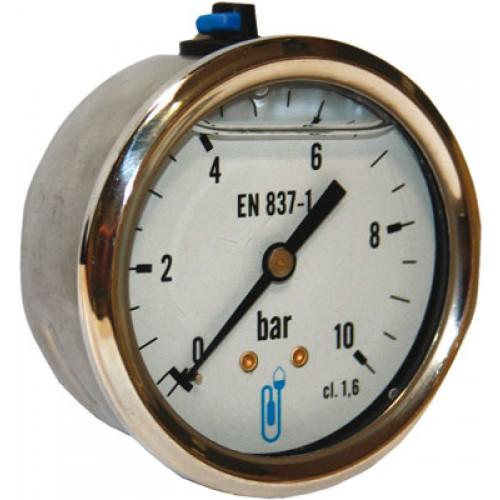 MANOMÈTRE BOÎTIER INOX GLYCÉRINE AXIAL Ø 63 PRESSION 6 BAR DISTRILABO