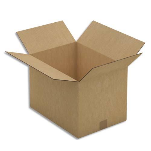 PAQUET DE 10 CAISSES AMÉRICAINES DOUBLE CANNELURE EN KRAFT BRUN - DIMENSIONS : 43 X 30 X 31 CM