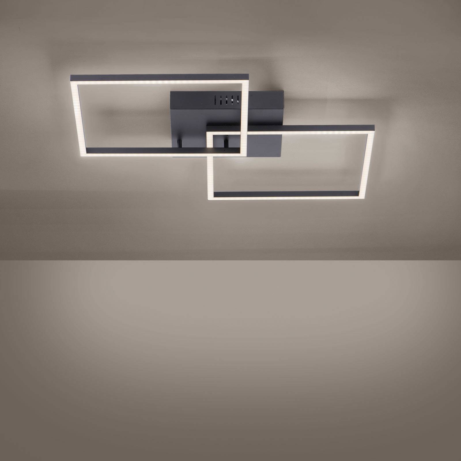 JUST LIGHT. PLAFONNIER LED IVEN, DIM, NOIR, 53X53 CM