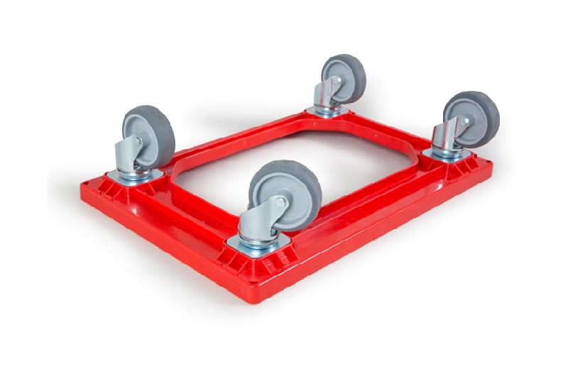 Plateau roulant pour bac Euronorm 600x400 mm - Rouge - 4 roues pivotantes - Marque Rolléco_0