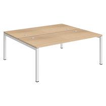 PÔLE 2 BUREAUX L 180 CM PLATEAUX CHÊNE, PIÈTEMENT MÉTAL - TEAM LINE BLANC