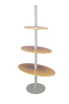 Présentoir produit 'Quattro-Präsenter' - aluminium anodisé argent avec 3 surfaces de rangement ajustables_0