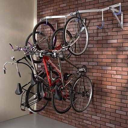 Râtelier mural 6 vélos - Range 6 vélos mural Crochets gainés et anneaux qui permettent la fixation d'antivol Long 200 x 51.1 x HT 36cm 6 crochets gainés Ø16mm Tube rectangulaire 40/20 - Epaiss. 2mm Charge maxi : 120 kg (6 vélos de 20 kg)_0