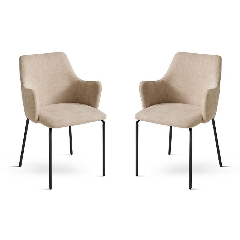 RATTATAN Set de 2 chaises en tissu pour intérieur, dossier enveloppant, pieds en métal, design élégant pour cuisine, salle à manger, bars, restau_0