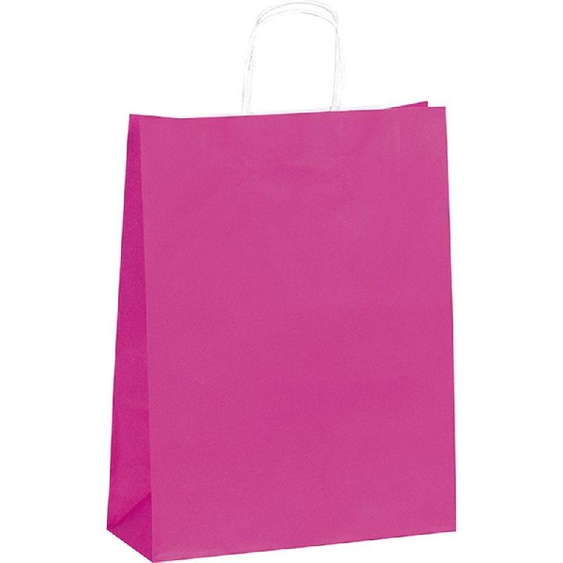 Sac kraft rose poignées torsadées 35x14x40cm - par 100_0