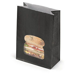 SACHET SNACKING NOIR AVEC FENÊTRE 155X72X220 MM