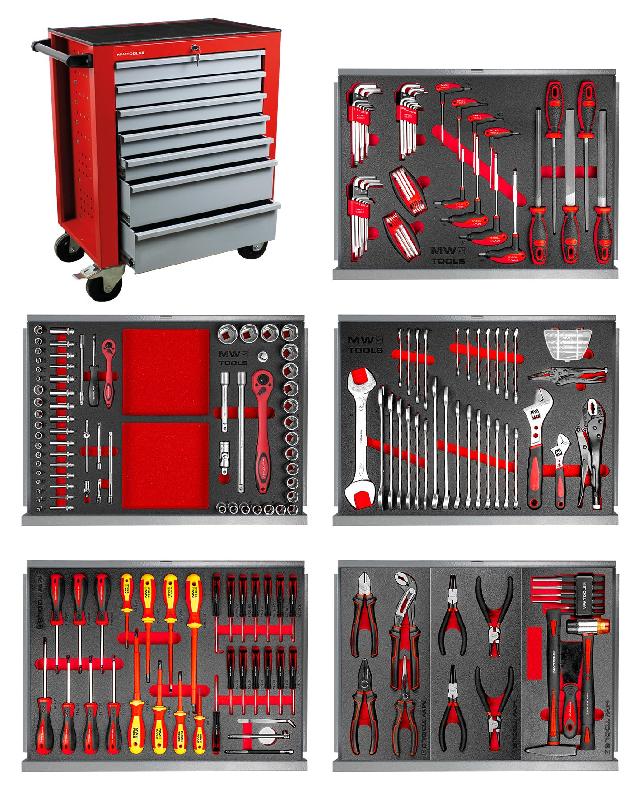 SERVANTE D'ATELIER COMPLÈTE 211 OUTILS MW-TOOLS MWE211G_0