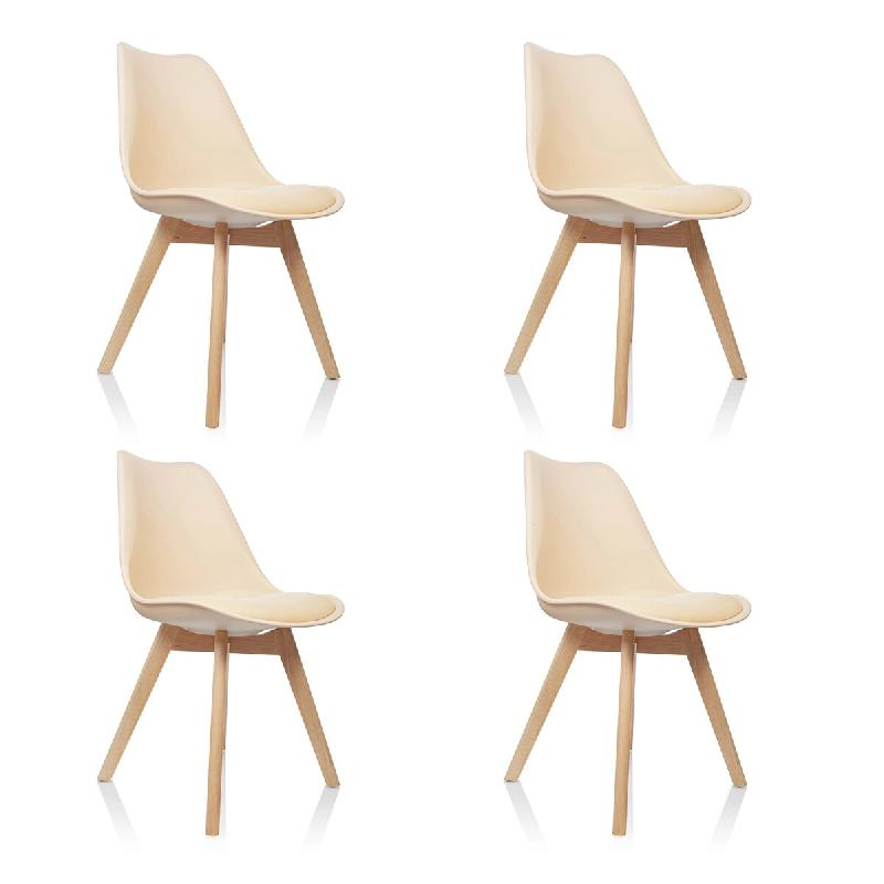 Siège visiteur / Chaise coque SCANDI Plastique beige Set dans un lot de 4 hjh OFFICE - beige plastique 661012_0