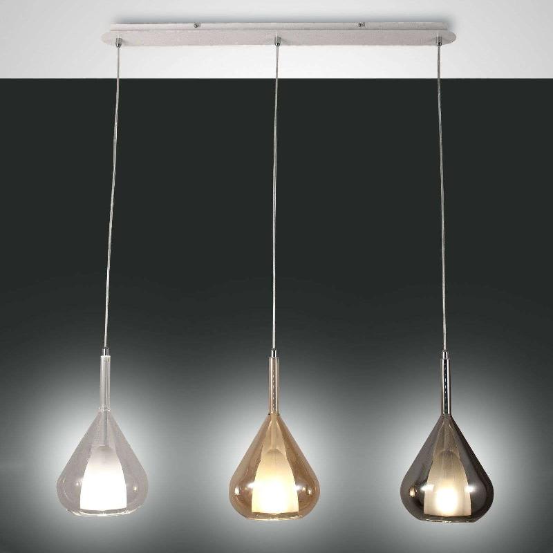 FABAS LUCE SUSPENSION LILA EN VERRE, À 3 LAMPES ALLONGÉE