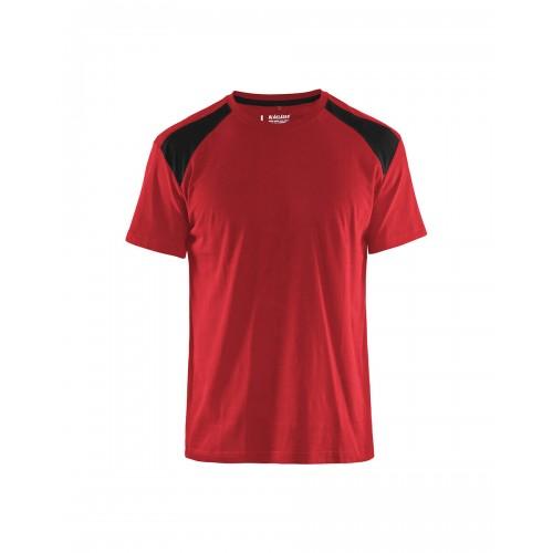 T-SHIRT DE TRAVAIL BICOLORE 100% COTON 3379 - ROUGE ET NOIR - XXXL BLAKLADER