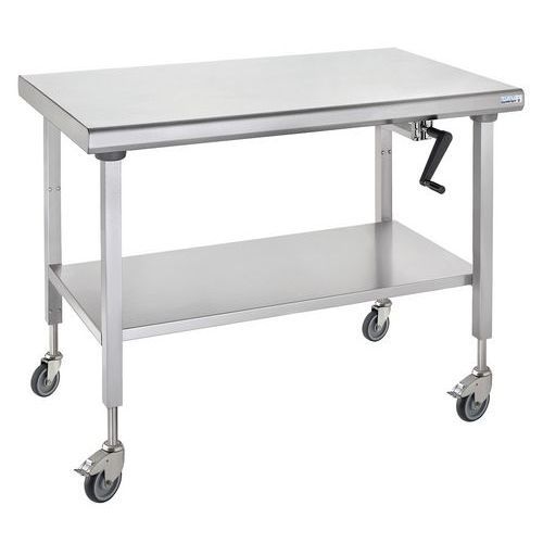 TABLE SUR ROUES CENTRALE HT RÉGLABLE ERGONOMIX AVEC ÉTAG 700X1800MM - TOURNUS EQUIPEMENT