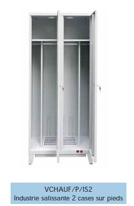 Vestiaire séchant industrie salissante 2 cases sur pieds - VESTCHAUF/DUO - séchage rapide en 4h avec résistance 1000W_0