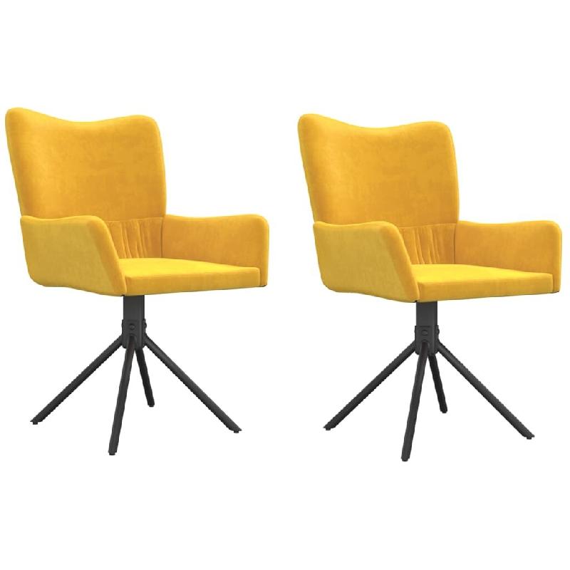 VidaXL Chaises pivotantes à manger lot de 2 Jaune Velours Modèle Élixir Pro - 344816_0