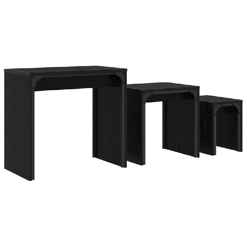 VidaXL Table basse 3 pcs Chêne noir Bois d'ingénierie Modèle Helios Prime Plus - 883536_0