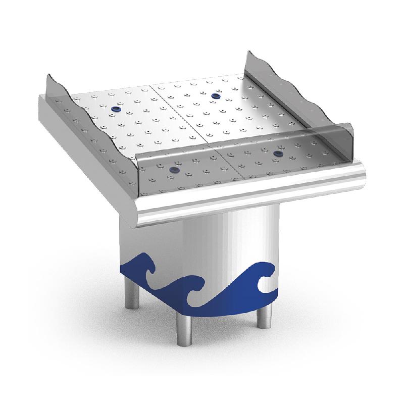 Étal à poisson inox 1 m avec support - P074439 - acier inoxydable, pieds réglables, protection alimentaire_0