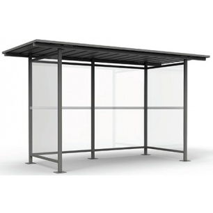 Abri bus Loudun - structure en acier - bardage en verre sécurit - dimensions 308x160 cm - peinture polyester RAL_0