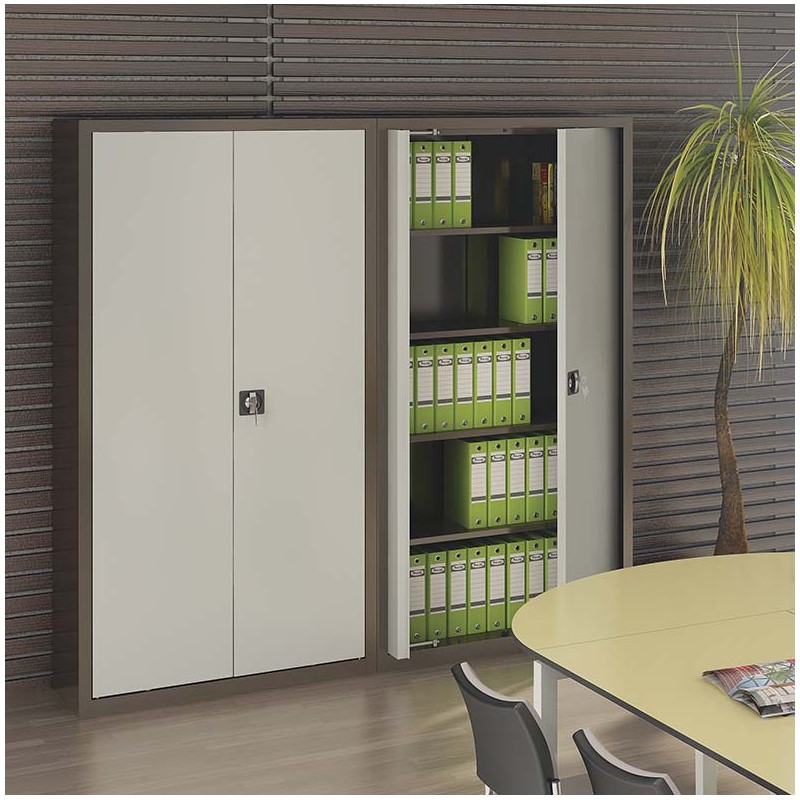 Armoire de bureau à portes escamotables - tablettes réglables et options de rangement sécurisé_0