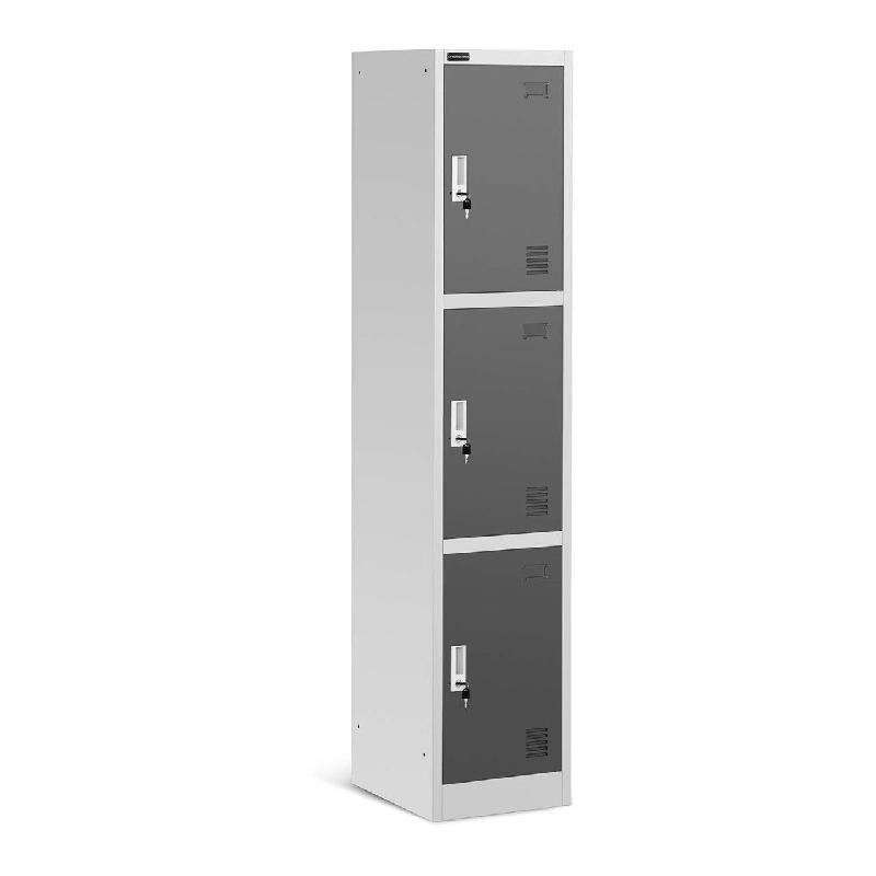 ARMOIRE VESTIAIRE 3 COMPARTIMENTS ACIER 194 CM GRIS 14_0000475_0