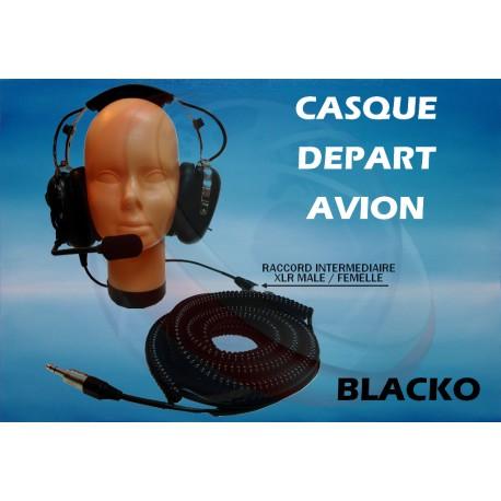 Casque départ avion Blacko avec rallonge - sortie XLR - microphone Electret à annulation de bruit_0