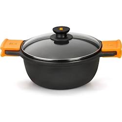 Casserole Pinti Inox Efficient en fonte d’aluminium avec revêtement antiadhésif, couvercle en verre, noir, 24 cm - 2951424_0