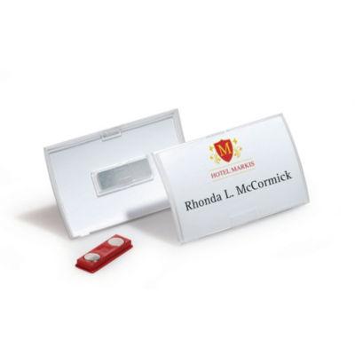 Durable Click Fold Badge nominatif, avec aimant, carte à insérer remplaçable, transparent, 54 x 90 mm - paquet 10 unités_0