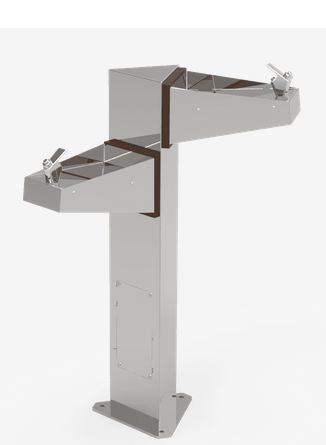 Fontaine à boire dual UM540I - colonne triangulaire en acier inoxydable - finition rouge cuivré_0