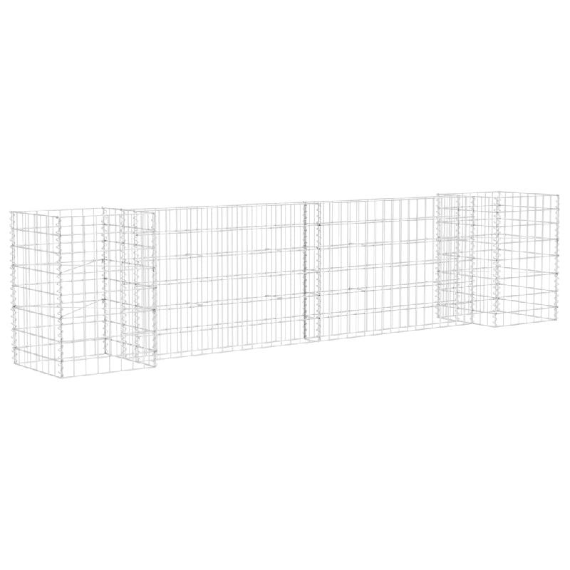 Jardinière à gabion en H - panier de gabion robuste pour parterre surélevé de fleurs et plantes - extérieur fil d'acier 260 cm_0