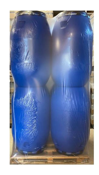 Palette de 8 fûts en plastique 225 L - ouverture totale - homologation ONU Y19 - alimentaire_0