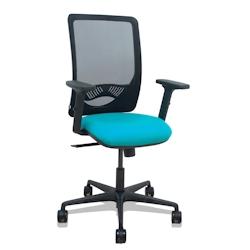Piqueras y Crespo Silla Zulema sincro malla negra asiento bali turquesa brazos 2D ruedas 65mm - bleu multi-matériau 390SM840B39B2DB68R65_0