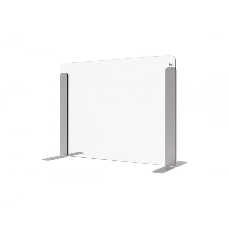 Plaque de protection en verre Sécurit - paroi 2 en 1 pour bureau ou accueil - réglable et en verre trempé avec pieds en inox_0