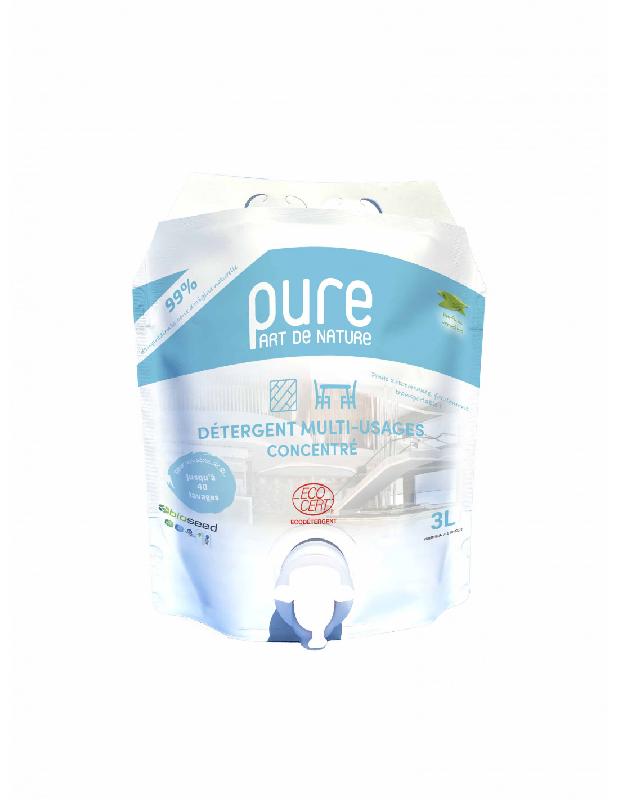 PUREDTU - Écorecharge détergent multi-usages concentré verveine 3L - ECOCERT - ObioBag - Marque Pure Part de Nature_0
