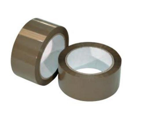 Ruban adhésif manuel PP solvant - 50mm x 100m - Havane - Forte adhésion et résistance au froid_0