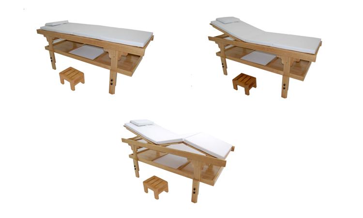 Table de massage fixe luxe en bois massif Moorea 3 blanche - haute qualité 70x207cm avec accessoires_0