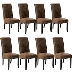 Tectake Lot de 8 chaises aspect cuir - marron foncé -403991 - marron matière synthétique 403991_0