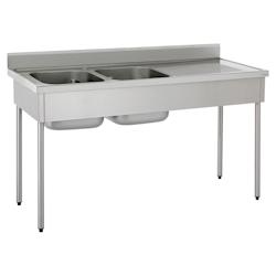 Tournus Equipement Plonge inox 2 bacs égouttoir à droite sans robinetterie longueur 400 mm Tournus - 503601 - plastique 503601_0