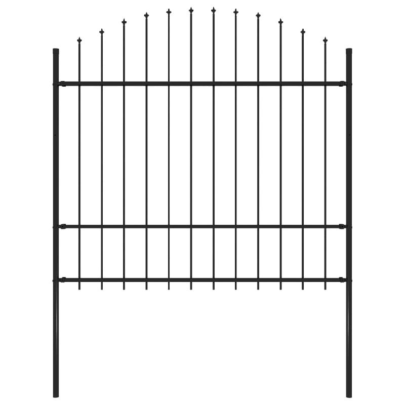 Vidaxl clôture de jardin avec dessus en lance acier 1,7 m noir 144944_0