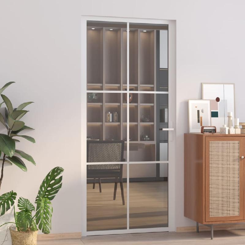 Vidaxl porte intérieure 93x201,5 cm blanc verre esg et aluminium 350590_0