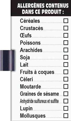 BANDE 14 ALLERGÉNÈNES + ÉTIQUETTE GRIP