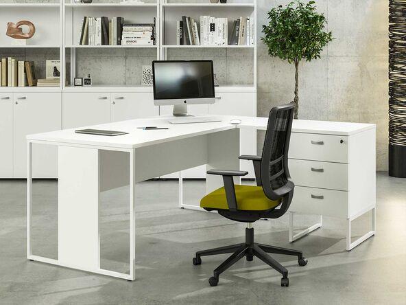 Bureau individuel Melvin en bois - structure acier - retour et caisson - livraison express_0
