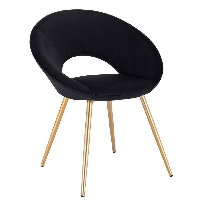 Chaise de salle à manger en velours - pieds en métal noir - design confortable et durable - 19_0000314_0