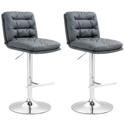 CLP Lot de 2 tabourets de bar Damar en similicuir Gris/Chrome - gris polyester 325686_0