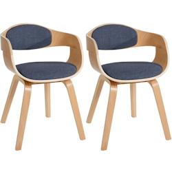Décoshop26 - Lot de 2 chaises de salle à manger design scandinave en tissu bleu et structure en bois clair 10_0001721 - bleu 3000250635721_0