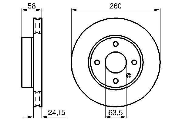 Disque de frein ventilé BOSCH 0986478346 - boîte de 2, 4 trous, épaisseur 24,2 mm - côté avant_0