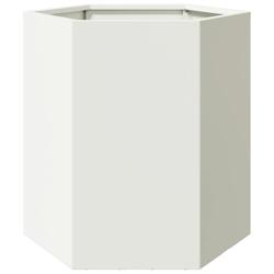 Helloshop26 - Jardinière bac lit surélevé plantes fleurs terrasse jardin hexagone 46 x 40 x 45 cm acier blanc 02_0038643 - 3000217658138_0