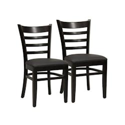 METRO PROFESSIONAL Chaise de restaurant rembourrée William, set de 2, bois de hêtre/simili cuir, wengé - marron plastique 30185_0